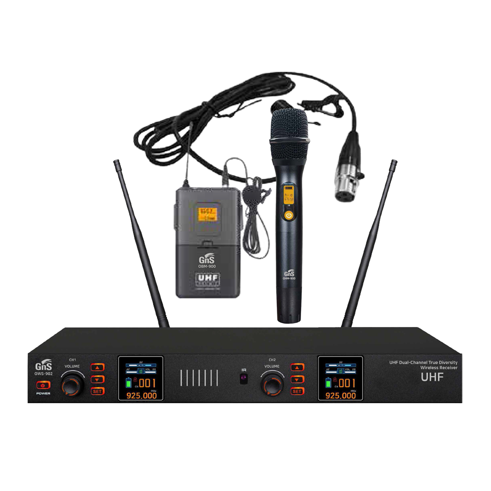 GNS OWS902HB 무선마이크 2채널 핸드마이크 헤드셋