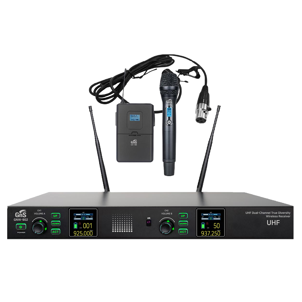 GNS GNW902HB 무선마이크 2채널 핸드마이크 헤드셋